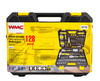 Zestaw narzędziowy klucze nasadowe wkrętaki bity młotek 128 el. WMC