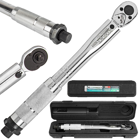 Klucz dynamometryczny do kół 1/4" 2-24Nm chromowany blokada grzechotka etui ROCKFORCE