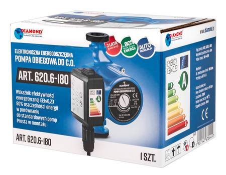 Pompa cyrkulacyjna obiegowa do pieca C.O. 25-40/180 + śrubunki 5-22W DIAMOND