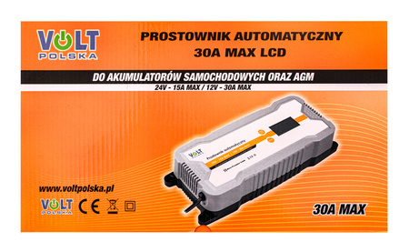Prostownik elektroniczny automatyczny ładowarka 12V 24V 30A LCD VOLT POLSKA