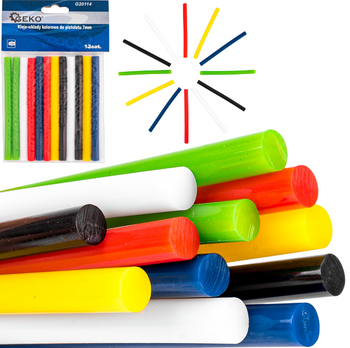 Klej na gorąco silikonowy kolorowy 7mm 12szt. 10cm GEKO