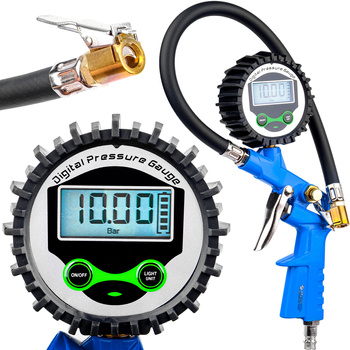 Pistolet do pompowania kół duży manometr lcd pompka samochodowa 16 bar FORSAGE
