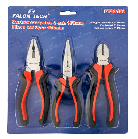 Zestaw narzędziowy kombinerki szczypce ucinaczki 3el. FALON-TECH