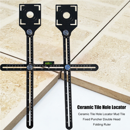 Szablon przymiar wznornik otworów płytek glazury gresu podwójny SILVER