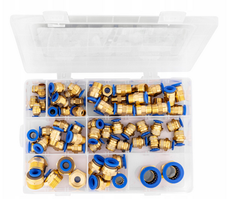 Szybkozłączki pneumatyczne gwintowane 4-16mm 1/4" 3/8" 1/2" do wąż 72 szt FALON-TECH