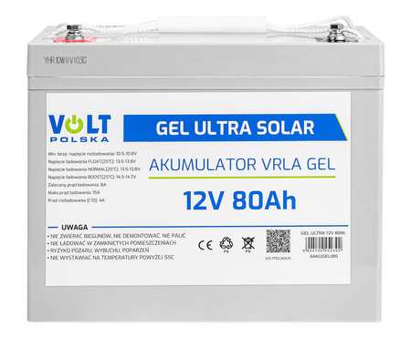 Akumulator żelowy głębokiego rozładowania 12V 80Ah V-PRO VOLT POLSKA