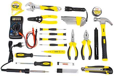 Zestaw narzędziowy dla elektryka klucze miernik prądu 34el. WMC