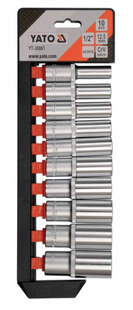 Nasadki udarowe klucze nasadowe długie 1/2" 10-24 mm zestaw 10el YT-38861 YATO