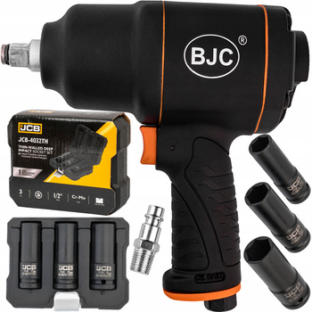 Klucz pneumatyczny udarowy do kół 1/2" BJC + nasadki do felg 17 19 21mm JCB