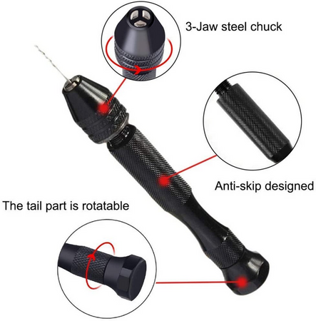 Precyzyjna mini wiertarka ręczna wkrętak + wiertła 0,5 - 3 mm 25el FALON-TECH