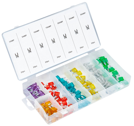 Zestaw bezpieczników samochodowych 3A-30A 140 elementów SILVER