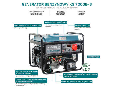 Agregat generator prądu benzynowy KS 7000E-3 5500W 400V Könner & Söhnen KS