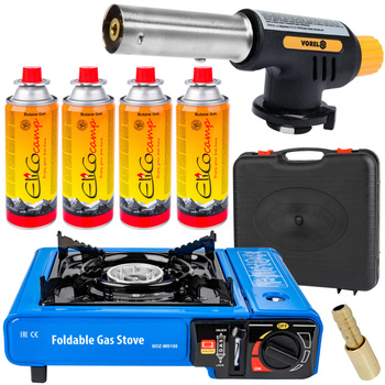 Kuchenka Gazowa Turystyczna Przenośna FORSAGE + Kartusze 4 x 400 ml + palnik YATO