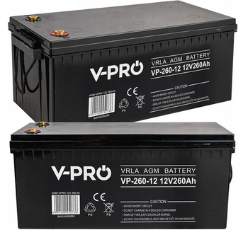 Akumulator bezobsługowy agm do ups pieca kampera jacht mocny 12V 260Ah VPRO  VOLT POLSKA