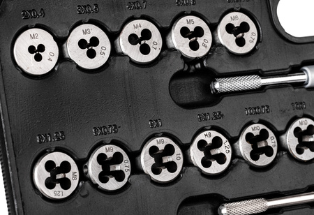 Zestaw narzynki gwintowniki kalibrowniki metryczne 110 szt M2-M18 walizka SCHEPPACH