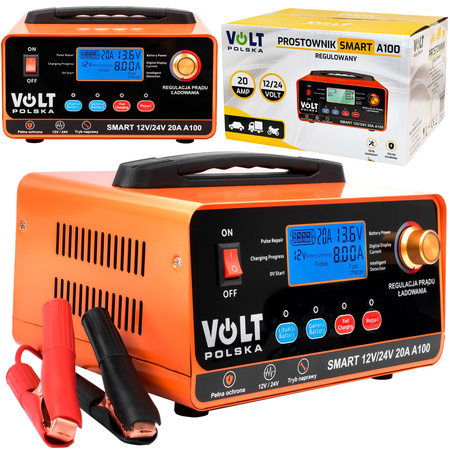 Prostownik akumulatorowy inteligentny SMART A100 ładowarka 12V / 24V 20A Volt Polska