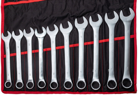 Klucze płasko oczkowe torx wygięte typ C półotwarte 47 sztuk (płachta)