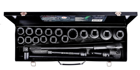 Klucze nasadowe nasadki udarowe grzechotka zestaw 1/2" 21el 17-50 mm walizka ROCKFORCE