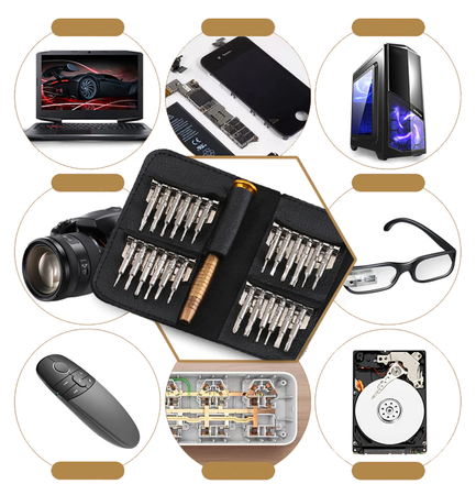 Zestaw precyzyjnych śrubokrętów GSM TEL TORX 25w1 Falon-Tech