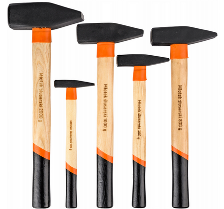 Zestaw młotków ślusarskich drewniany trzonek 100g-2000g 5 szt FALON-TECH