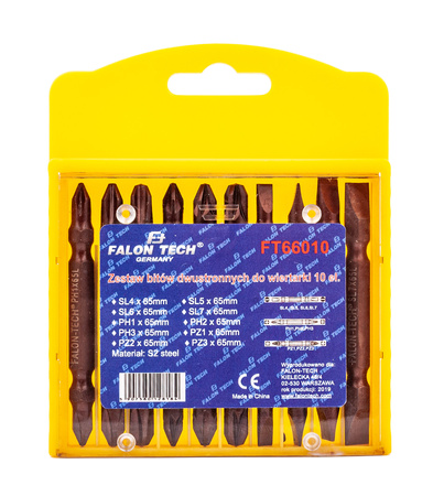 Zestaw bity podwójne 65 mm końcówka dwustronna do wkrętarki wiertarki 10 el FALON-TECH