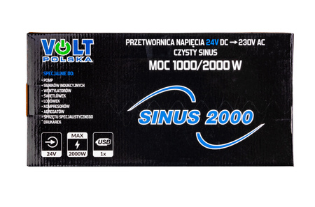 Przetwornica SINUS-2000 (1000/2000W) 24V/230V VOLT POLSKA