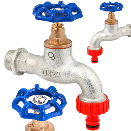 Zawór kran czerpalny grzybkowy żeliwny ocynkowany z szybkozłączką 3/4" DN20 DIAMOND