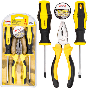 Zestaw wkrętaków śrubokrętów ph szczypce kombinerki taśma izolacyjna 4el WMC