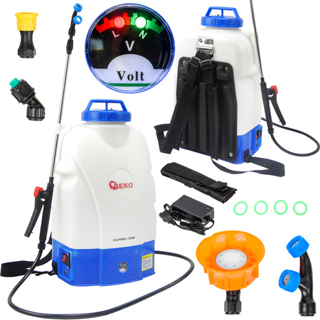 Opryskiwacz akumulatorowy ciśnieniowy plecakowy elektryczny 4 dysze 20l GEKO