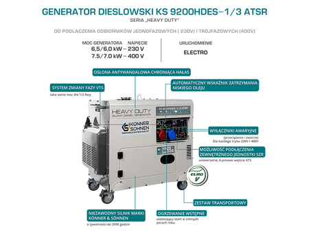 Agregat generator prądu diesel KS 9200HDES 1/3 ASTR Könner & Söhnen KS