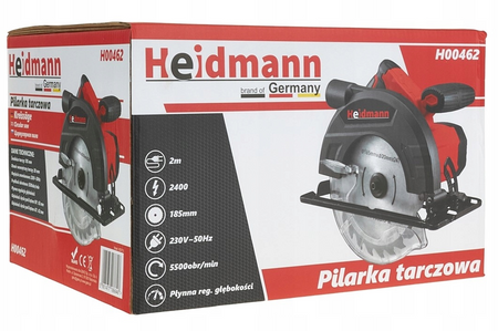 Pilarka tarczowa przecinarka piła ręczna stołowa do drewna 185mm 2400w HEIDMANN GEKO
