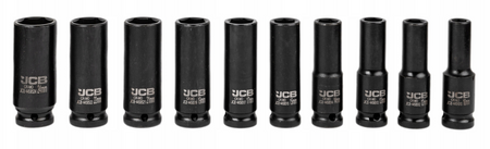 Zestaw nasadki udarowe głębokie do klucz pneumatyczne 1/2" 10-24mm 10el JCB