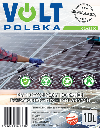 Płyn do mycia paneli solarnych i instalacji fotowoltaicznych CLASSIC 10L VOLT POLSKA