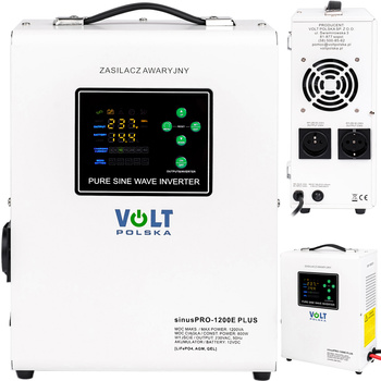 Zasilanie awaryjne ups pieca CO sinus pro 1200E PLUS 1200W 12V agm żel lifepo4 VOLT POLSKA