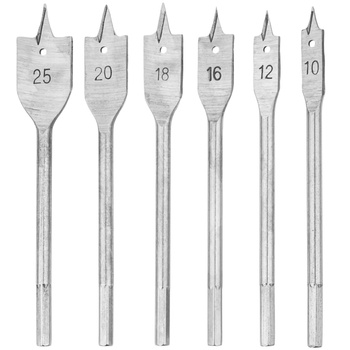 Wiertła do drewna płaskie łopatkowe piórkowe 10-25mm 6el