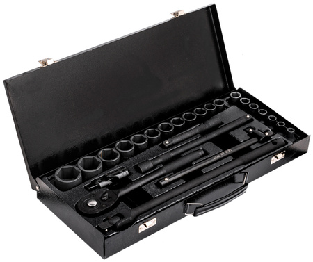 Klucze nasadowe nasadki grzechotka zestaw 1/2" 25el 8-32 mm walizka metalowa ROCKFORCE