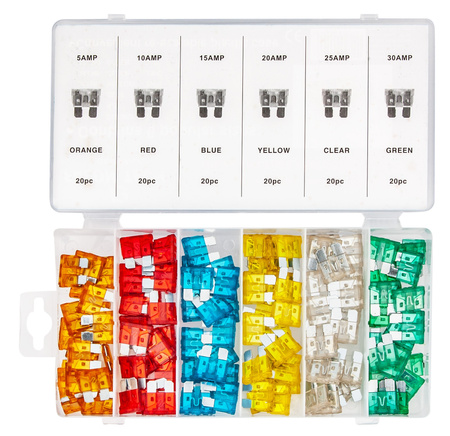 Bezpieczniki Samochodowe 5A-30A 120 sztuk Zestaw FALON-TECH