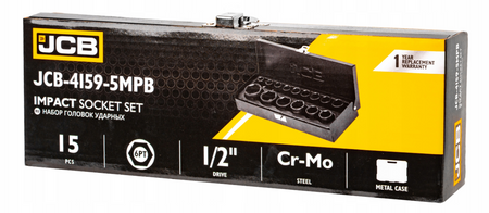 Zestaw nasadki udarowe nasadowe do klucz pneumatyczne 1/2" 10-32mm 15el JCB