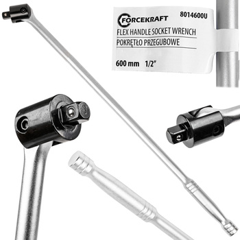 Pokrętło przegubowe obrotowe rękojeść z przegubem klucz do kół 1/2" 600mm  FORCEKRAFT