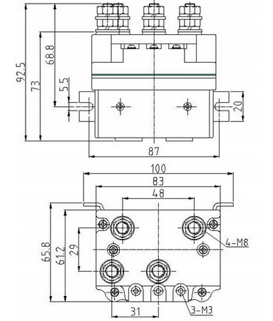 Przekaźnik stycznik sterownik do wyciągarki 12V 450A quad Titanium