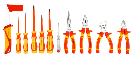 Zestaw elektryka narzędzi izolowanych wkrętaki ściągacz kabli miernik 11el FALON-TECH