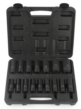 Zestaw nasadki udarowe nasadowe do klucz pneumatyczny 1/2" 8-32mm 16el MAR-POL