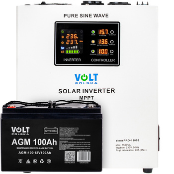 Zestaw awaryjne zasilanie przetwornica UPS 1500S 12V + Akumulator 100Ah VOLT POLSKA