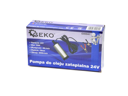 Pompka do spuszczania paliwa ropy oleju 24V 50mm GEKO