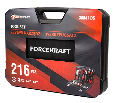 Zestaw narzędziowy kluczy nasadowych klucze płaskie torx nasadki 216el FORCEKRAFT