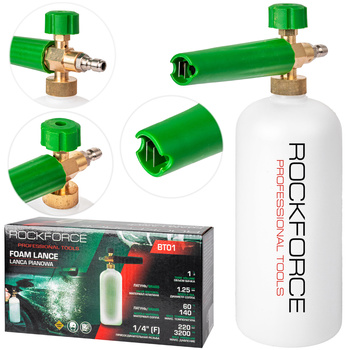 Pianownica mosiężna pistolet do myjki ciśnieniowej 220 BAR zbiornik 1l ROCKFORCE