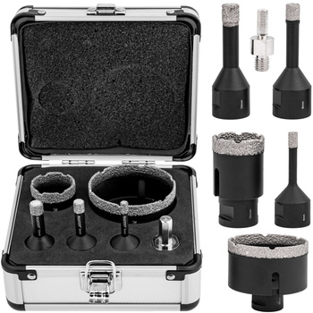 Otwornice diamentowe 6-68 mm (otwornica do gresu) zestaw 6 el + metalowa walizka FALON-TECH