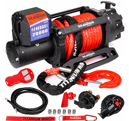 Wyciągarka wciagarka 20000lbs RENEGADE do lawety LBS 9T 12v lina syntetyczna szybka TITANIUM WINCH