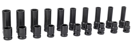 Sześciokątne nasadki udarowe 1/2" 10-19mm 20el SILVER