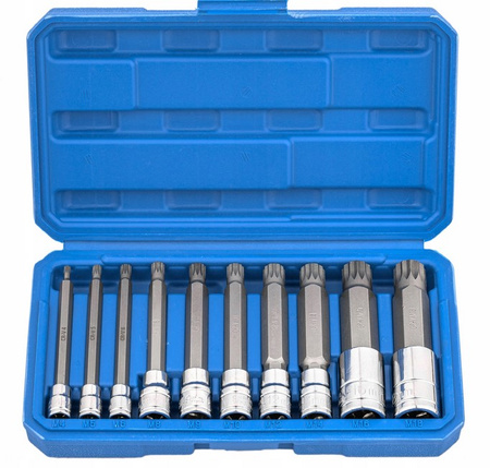 Zestaw klucze nasadki bity spline M4-M18 końcówki długie walizka 10szt FALON-TECH